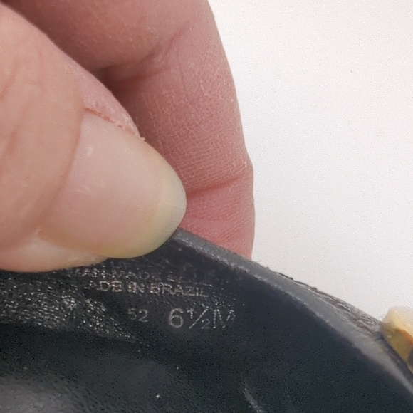 TORY BURCH Minnie Travel Ballet Flats Black Leather Gold Reva Logo Sz 6.5 - Picture 7 of 7